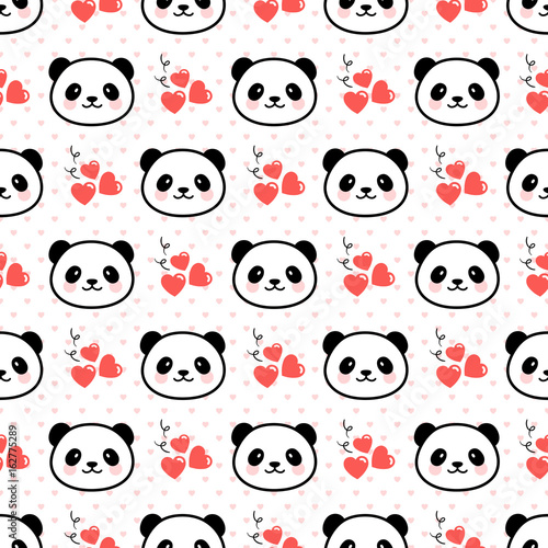 Fototapeta Naklejka Na Ścianę i Meble -  Cartoon Panda Seamless Pattern Vector