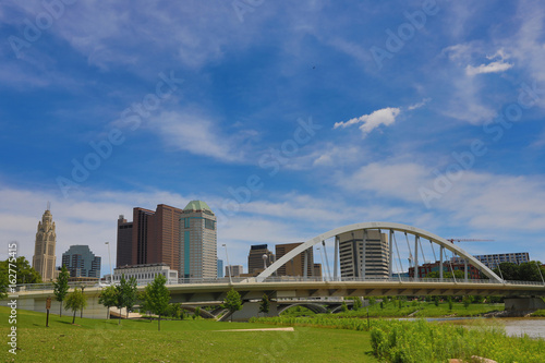 Columbus, Ohio with the Main Street Bridge in the foreground © aceshot