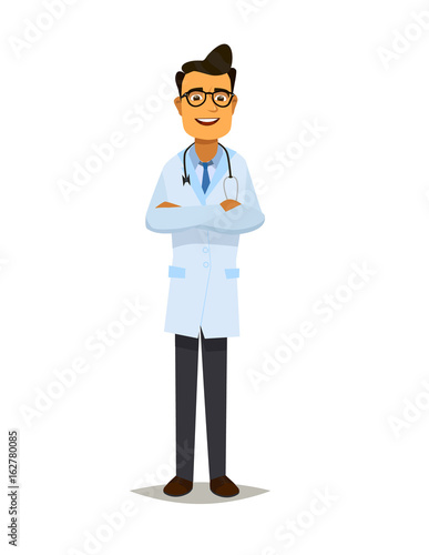 doctor holding x-ray or roentgen image. character healthcare concept - vector illustration