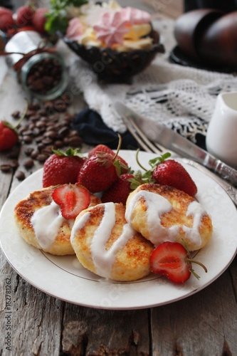Homemade tasty cottage cheese pancakes 