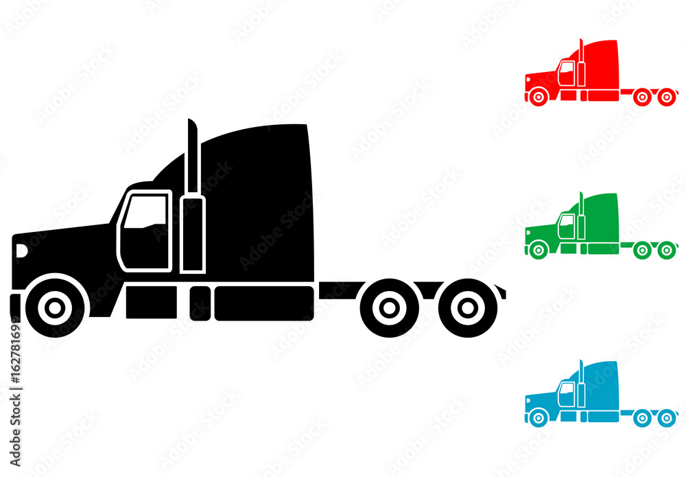 Fototapeta premium Icono plano cabina camion varios colores