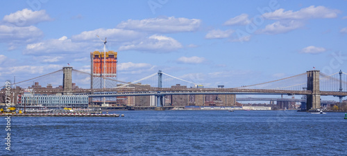 Manhattan Bridge and Brooklyn Birdge New York - view from Hudson River