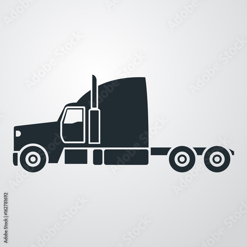 Icono plano cabina camion en fondo degradado