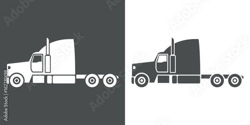 Icono plano cabina camion gris y blanco