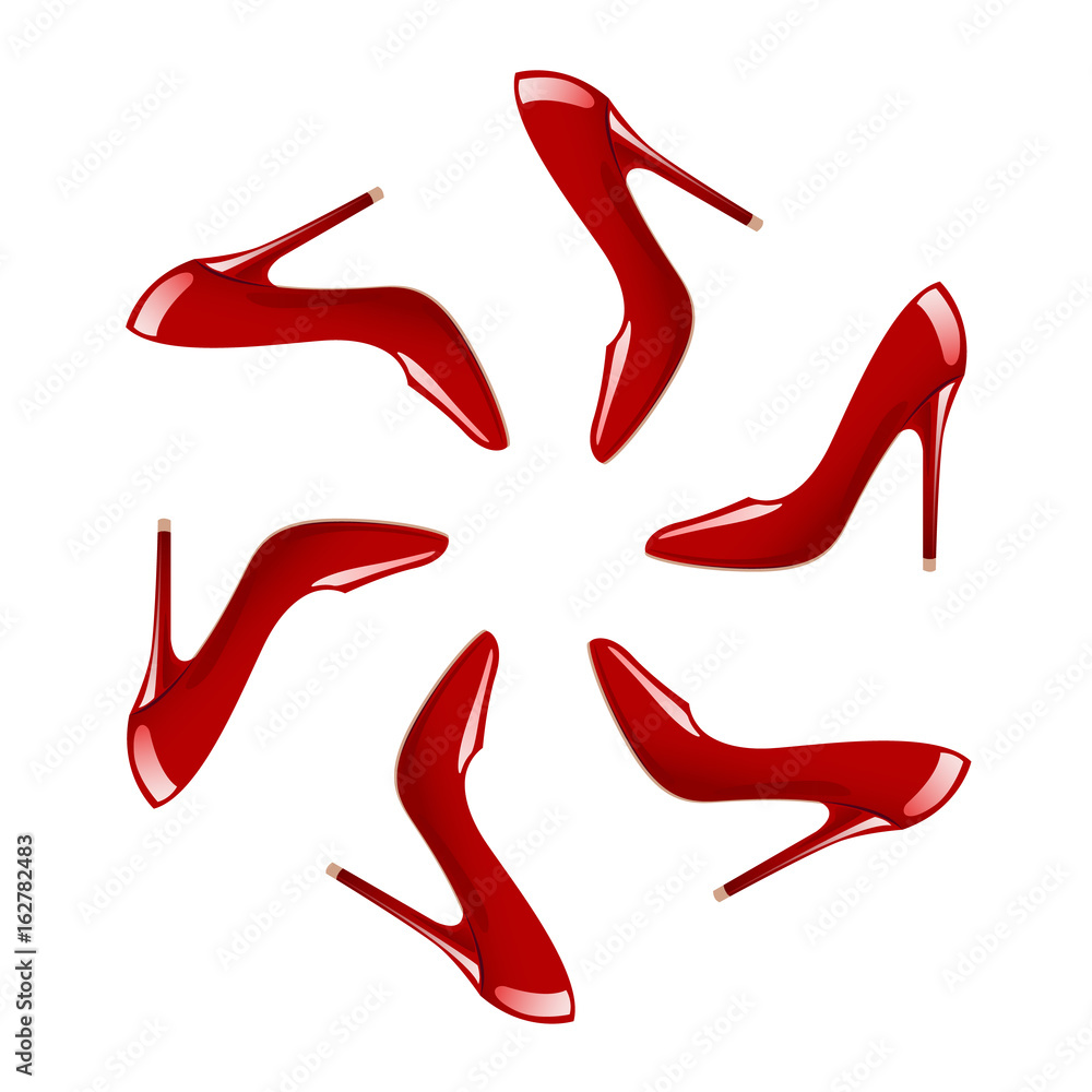 Red shoes ornament. Vector illustration with isolated design elements Red shoes ornament. Vector illustration with isolated design elements