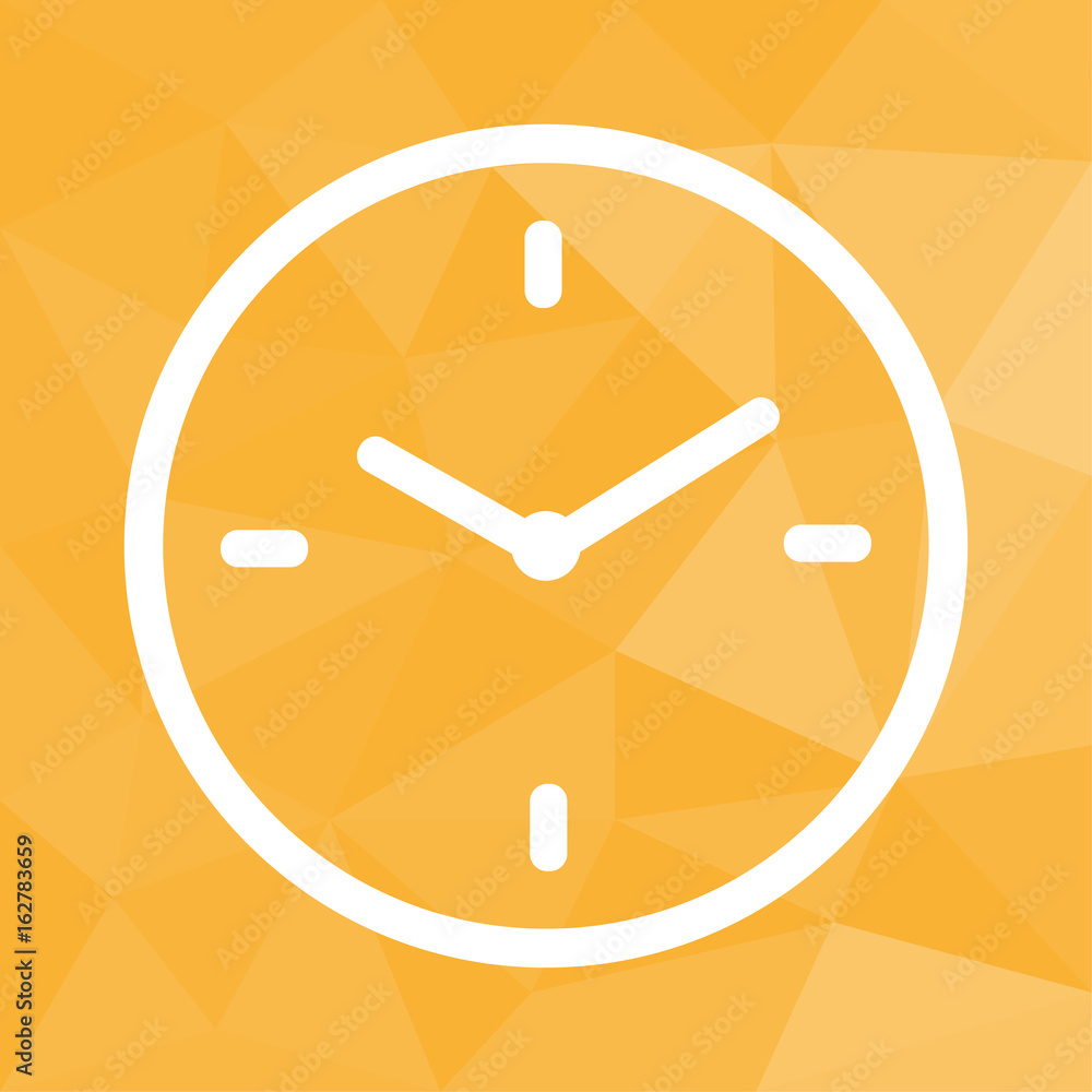 Uhr - Icon mit geometrischem Hintergrund gelb Uhr - Icon mit geometrischem Hintergrund gelb