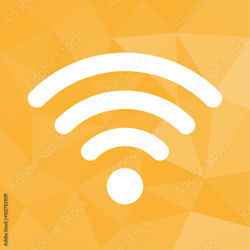 Verbindung - Icon mit geometrischem Hintergrund gelb