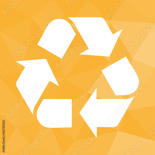 Recycling - Icon mit geometrischem Hintergrund gelb