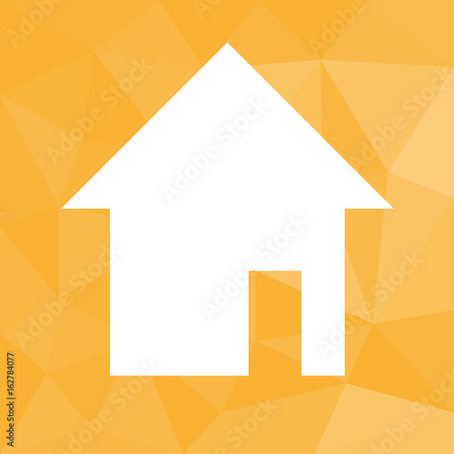 Haus wohnen - Icon mit geometrischem Hintergrund gelb