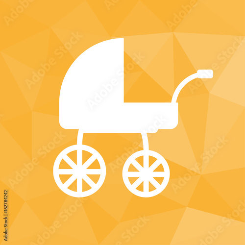 Kinderwagen retro - Icon mit geometrischem Hintergrund gelb