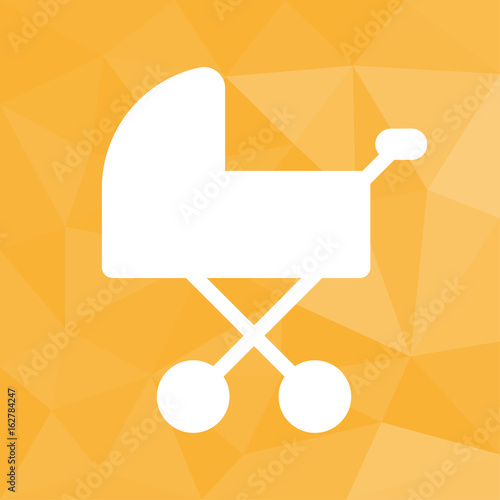 Kinderwagen - Icon mit geometrischem Hintergrund gelb