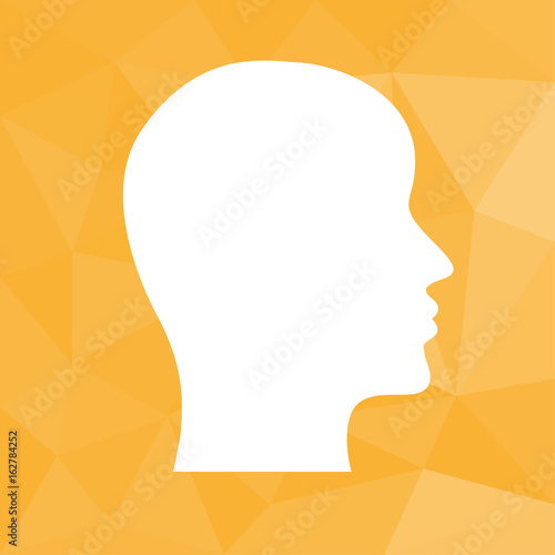 Kopf Profil - Icon mit geometrischem Hintergrund gelb