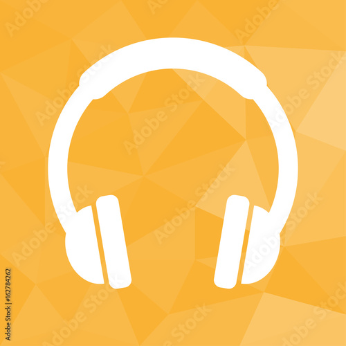 Kopfhörer - Icon mit geometrischem Hintergrund gelb