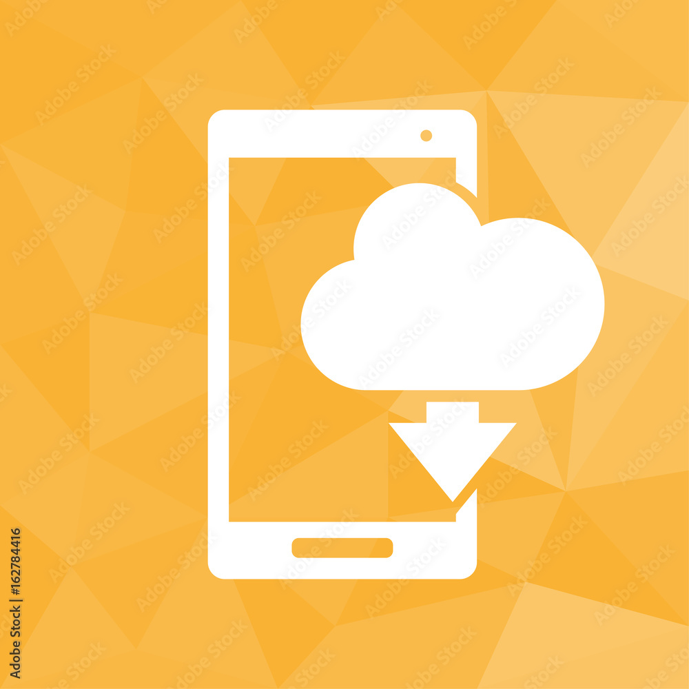Smartphone Wolke - Icon mit geometrischem Hintergrund gelb Smartphone Wolke - Icon mit geometrischem Hintergrund gelb