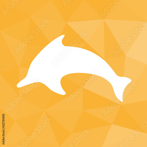 Delfin - Icon mit geometrischem Hintergrund gelb