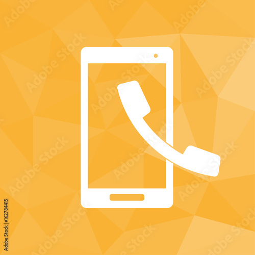 Smartphone Anruf - Icon mit geometrischem Hintergrund gelb