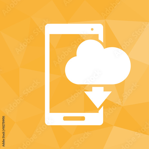 Smartphone Wolke - Icon mit geometrischem Hintergrund gelb