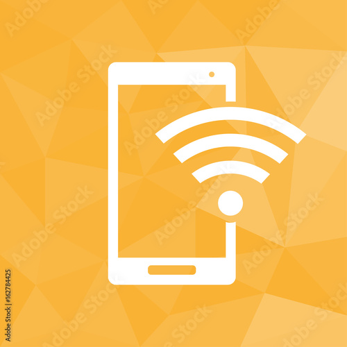 Smartphone Verbindung - Icon mit geometrischem Hintergrund gelb