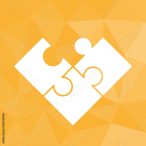Puzzle - Icon mit geometrischem Hintergrund gelb
