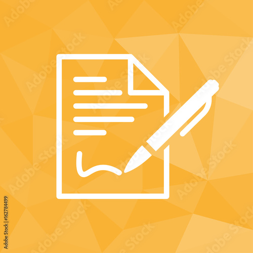 Vertrag - Icon mit geometrischem Hintergrund gelb