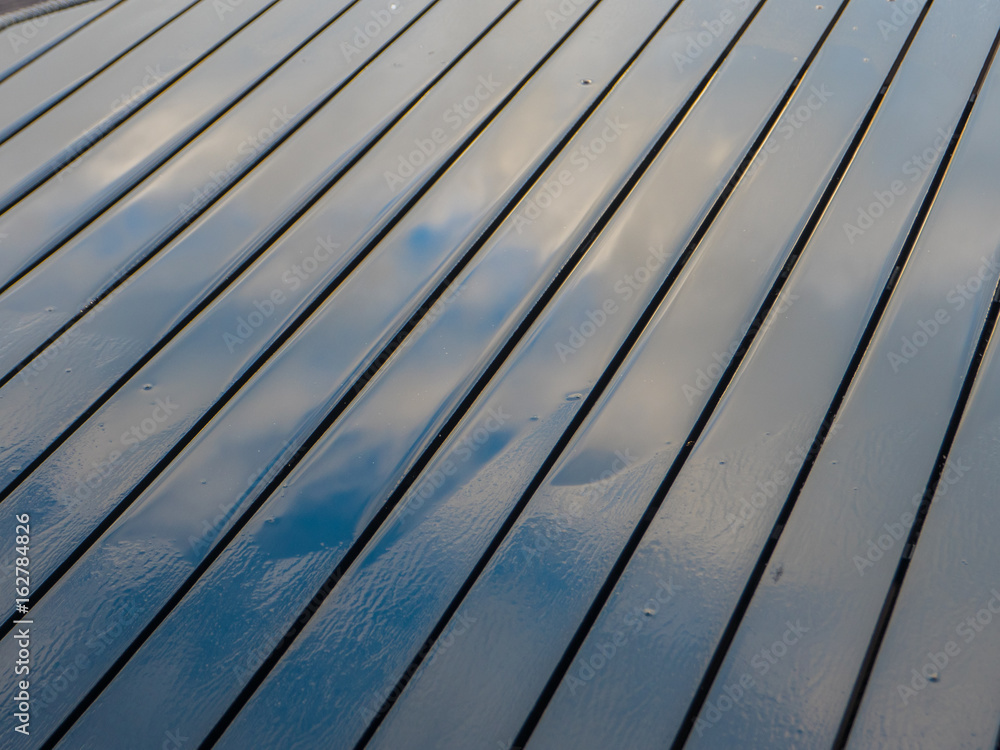 Wooden tabletop in rain Wooden tabletop in rain