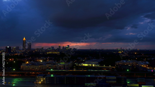 Atlanta at Dawn Post Sunset Transportation (Aerial View) © Aerial Stock Footage