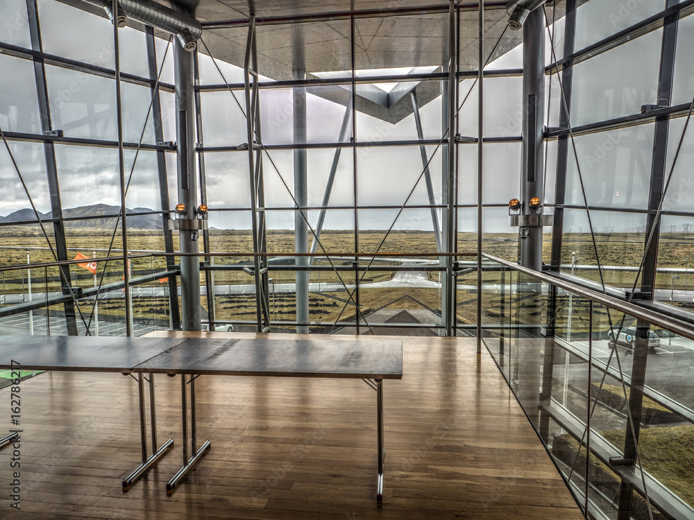 Naklejka premium Looking out from modern building interior