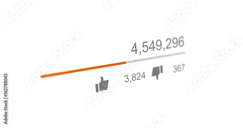 video views counter, counter of likes and dislikes close up photo