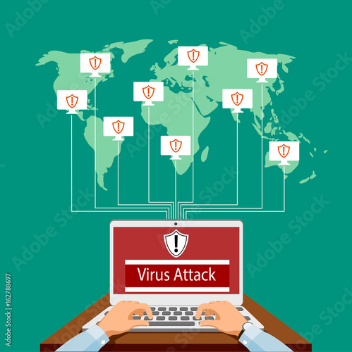 Virus attack vector illustration.