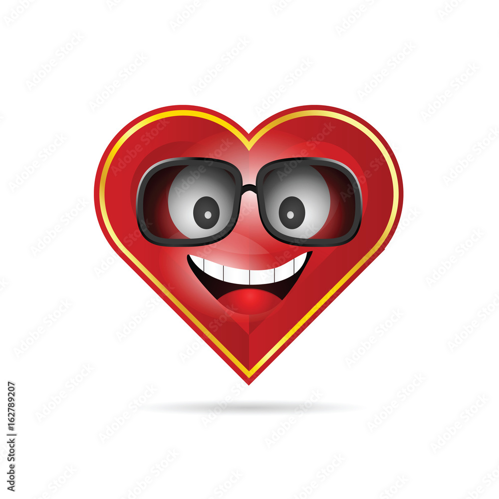 heart funny with sunglasses illustration