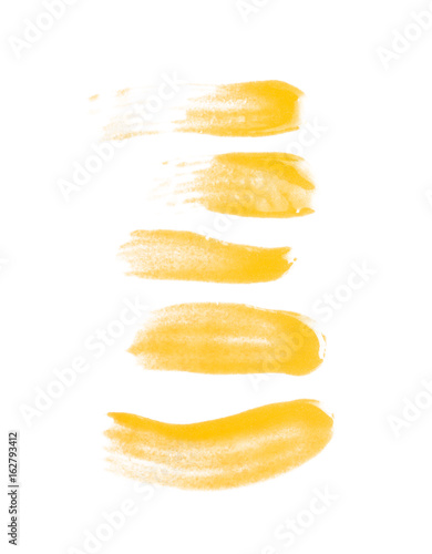 Set of yellow brush strokes 