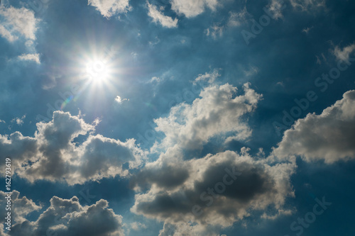 Blue sky with clouds.