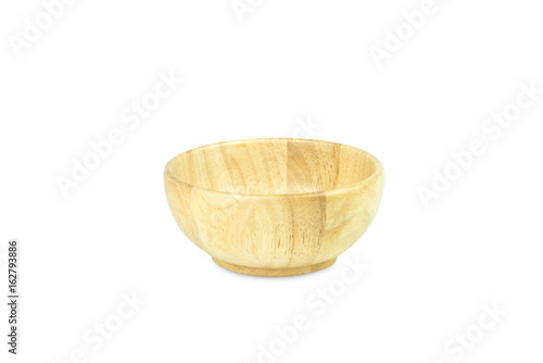 Wooden bowl. Isolated on white background,Clipping Path