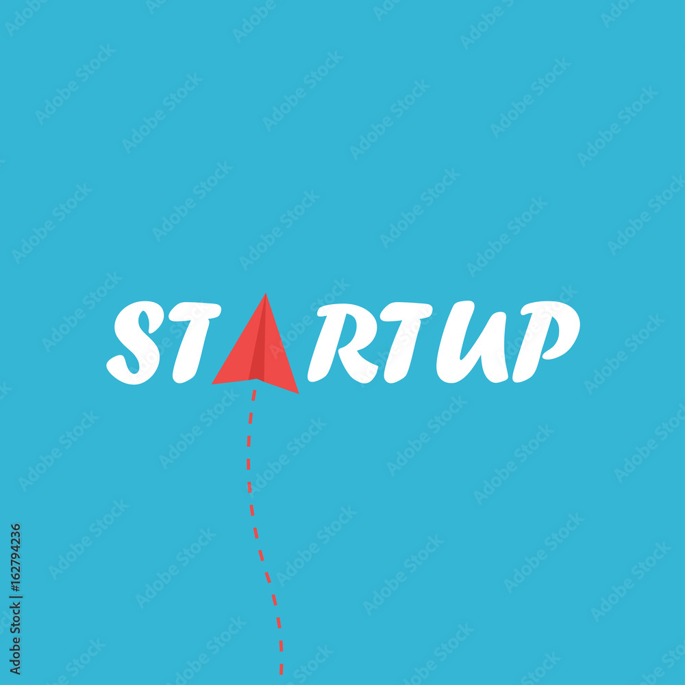 Fototapeta premium Paper rocket with startup concept.