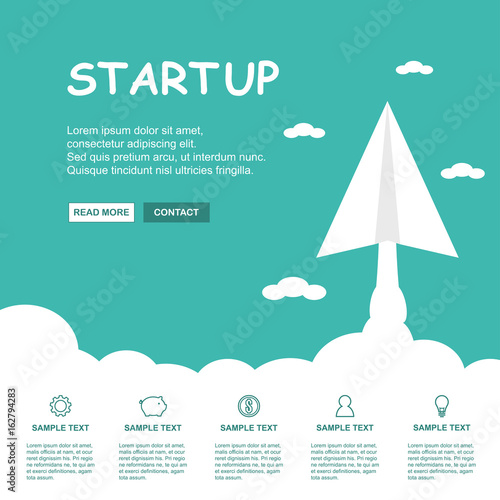 Start Up. Businessman rocket lift up. Concept business vector illustration