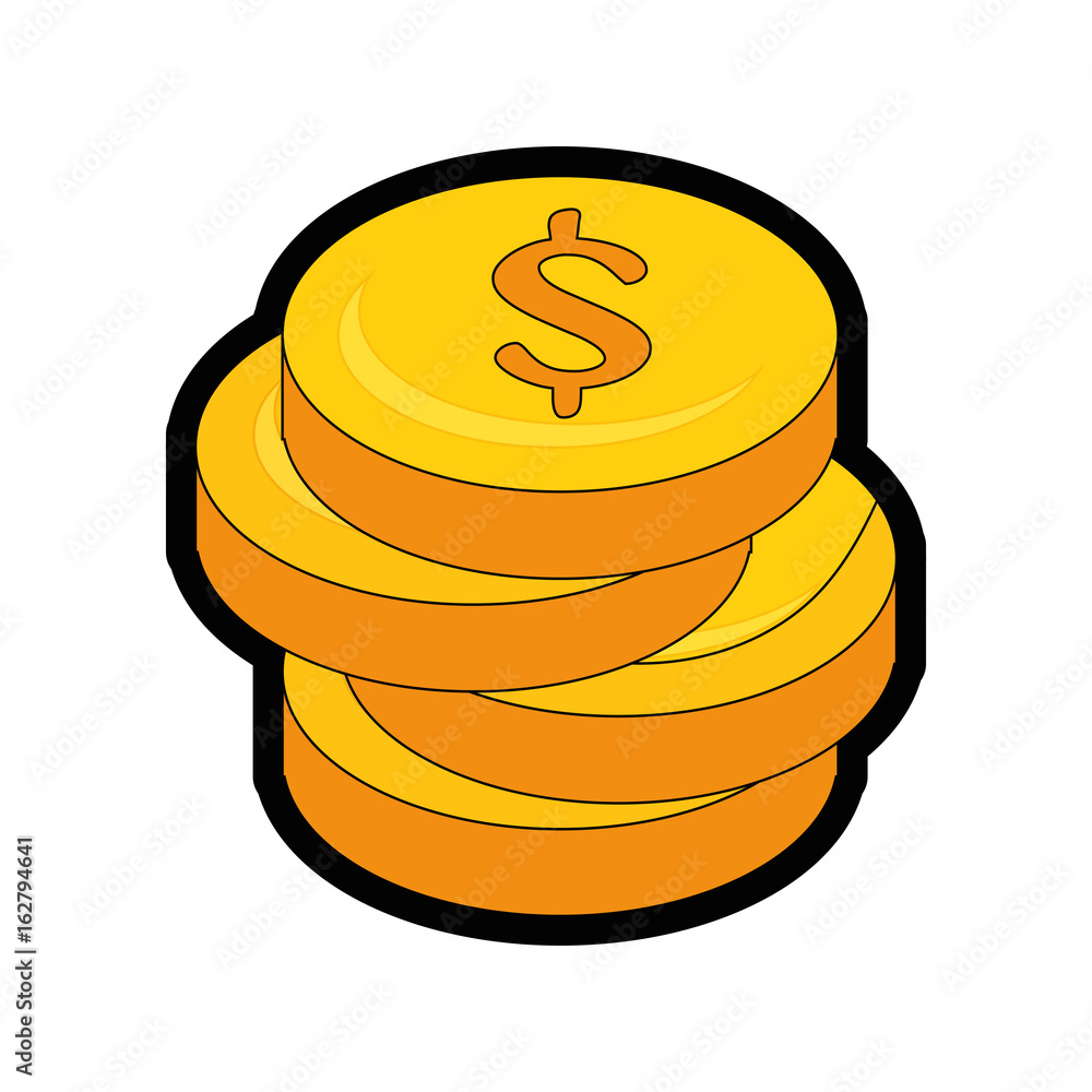 Money coins piled up icon vector illustration graphic design Money coins piled up icon vector illustration graphic design