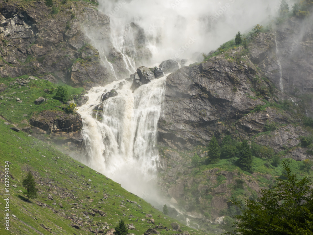 Valbondione, Bergamo, Italy. The Serio falls. The tallest waterfall in Italy