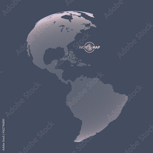 North and South America. Earth globe. Global business marketing concept. Dotted style. Design for education, science, web presentations.