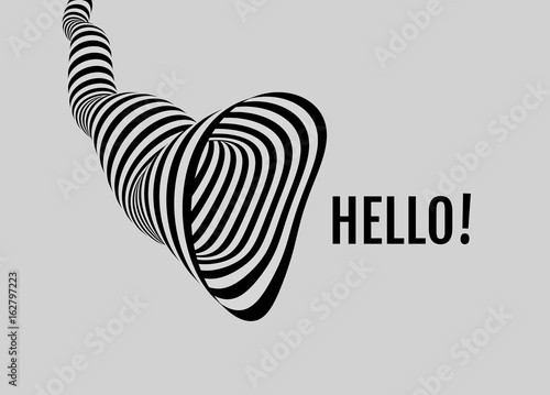 Hello! 3D vector illustration.