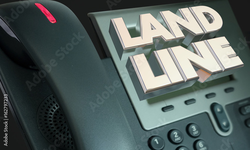 Land Line Telephone Words Hard Wire Connection 3d Illustration photo