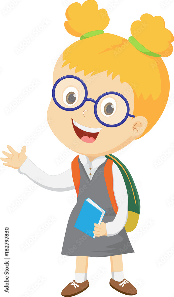 Cheerful smile of a child with a backpack Cheerful smile of a child with a backpack