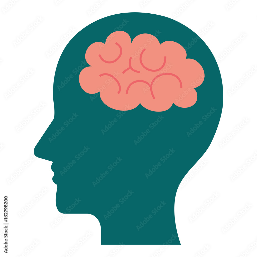 human profile with brain icon vector illustration design human profile with brain icon vector illustration design