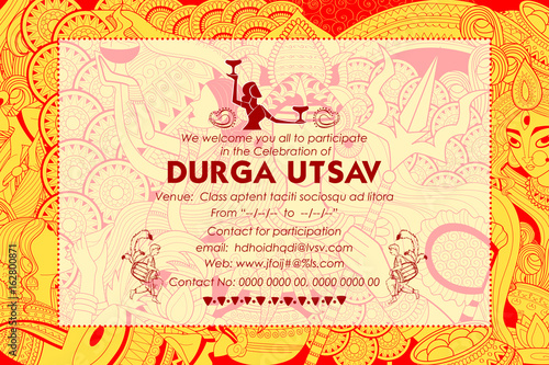 Goddess Durga in Subho Bijoya Happy Dussehra background