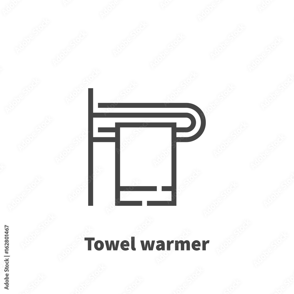 Towel warmer icon, vector symbol in line style isolated on white background. Editable stroke 48x48 pixel perfect.