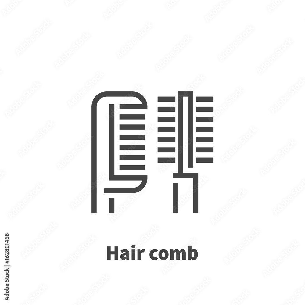 Hair comb icon, vector symbol in line style isolated on white background. Editable stroke 48x48 pixel perfect.