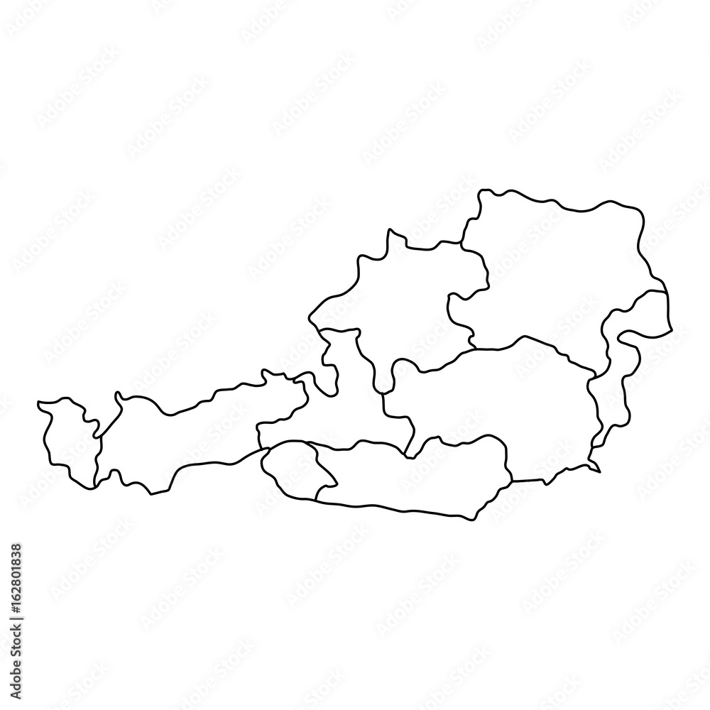 Austria map of black contour curves of vector illustration