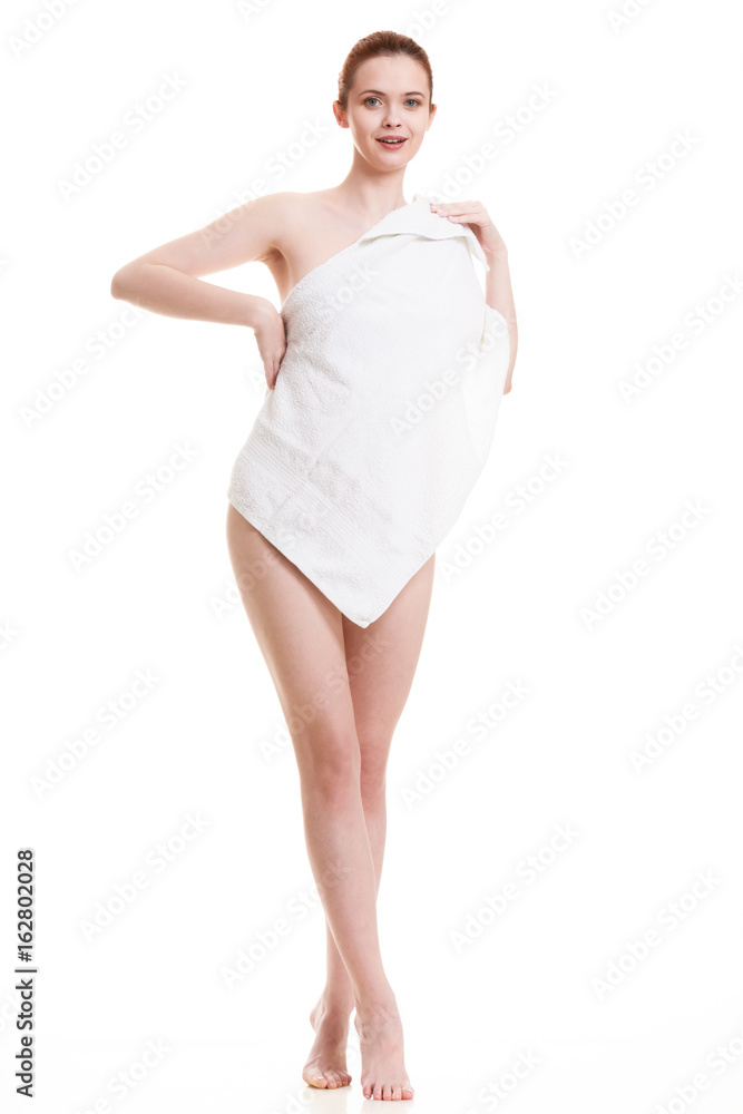 Naked woman in towel after bath Naked woman in towel after bath