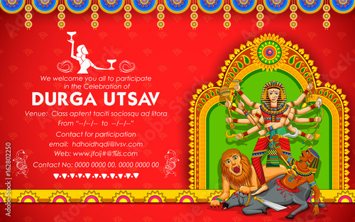 Goddess Durga in Subho Bijoya Happy Dussehra background