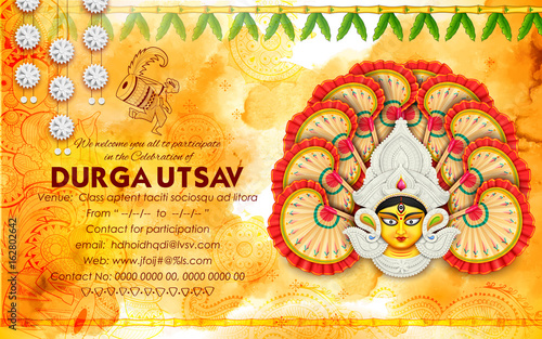 Goddess Durga in Subho Bijoya Happy Dussehra background