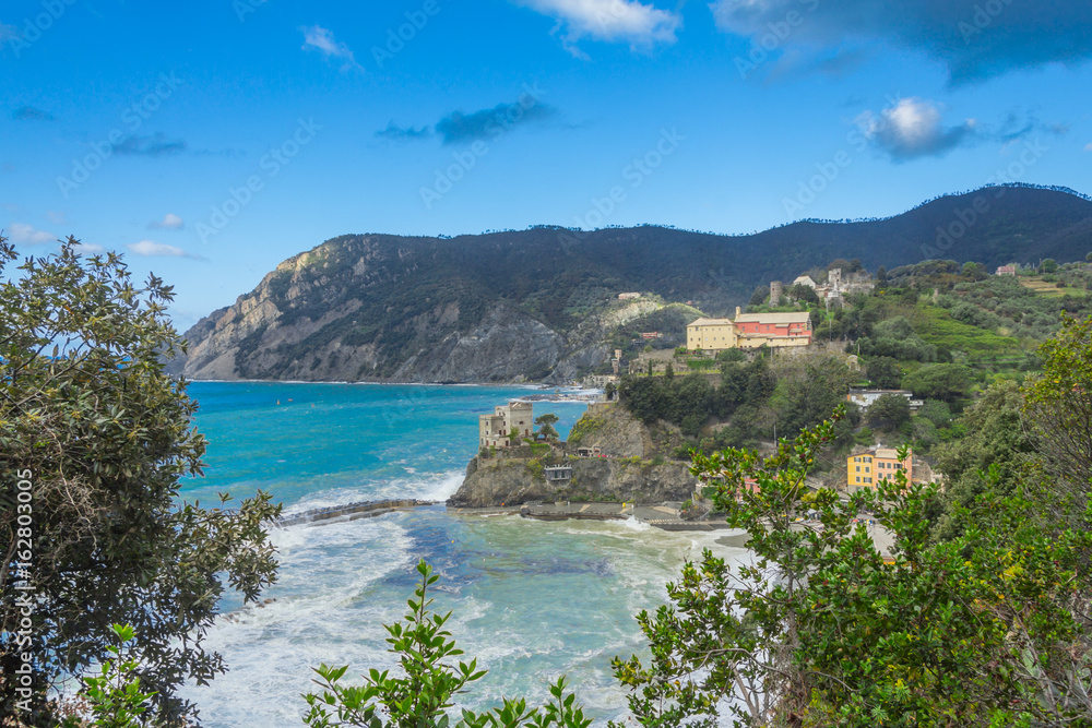View from the azure path (the path of Love), passing through the Cinque Terre park between Monterosso al Mare and Vernazza